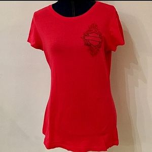 Harley Davidson Fitted Tee—Butterfly + Rhinestones